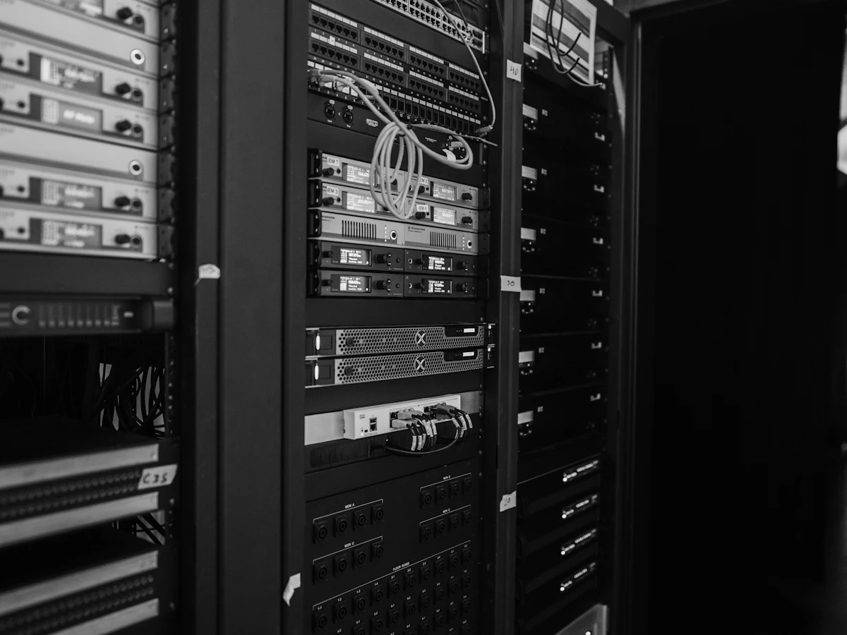 Racks of servers in a data centre
